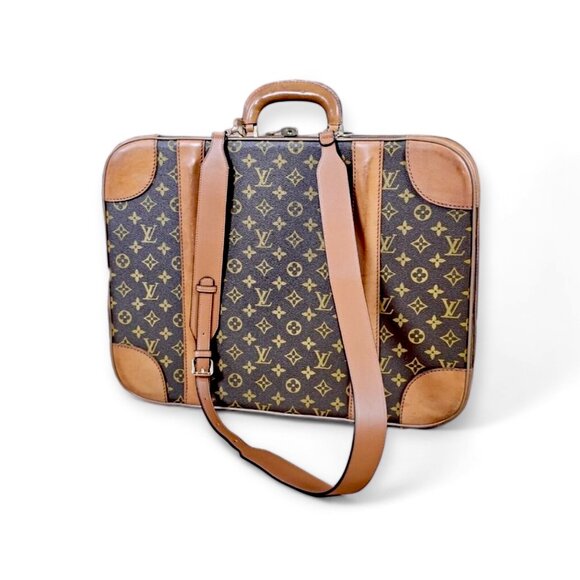 LOUIS VUITTON VTG 18" Leather Suitcase Carry On Bag Monogram Luggage  Case Trunk - Picture 1 of 16